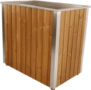 Cold Plunge from Tamed Ocean designed from stainless steel and thermo wood